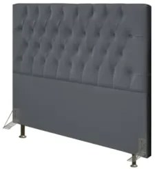 Cabeceira Cama Box Casal King 195cm Diamante Veludo Cinza Z51 - Mpozen