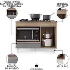 Balcão Multiuso para Cooktop 4 Bocas Georgia Castanho/Cinza - Lumil Mó