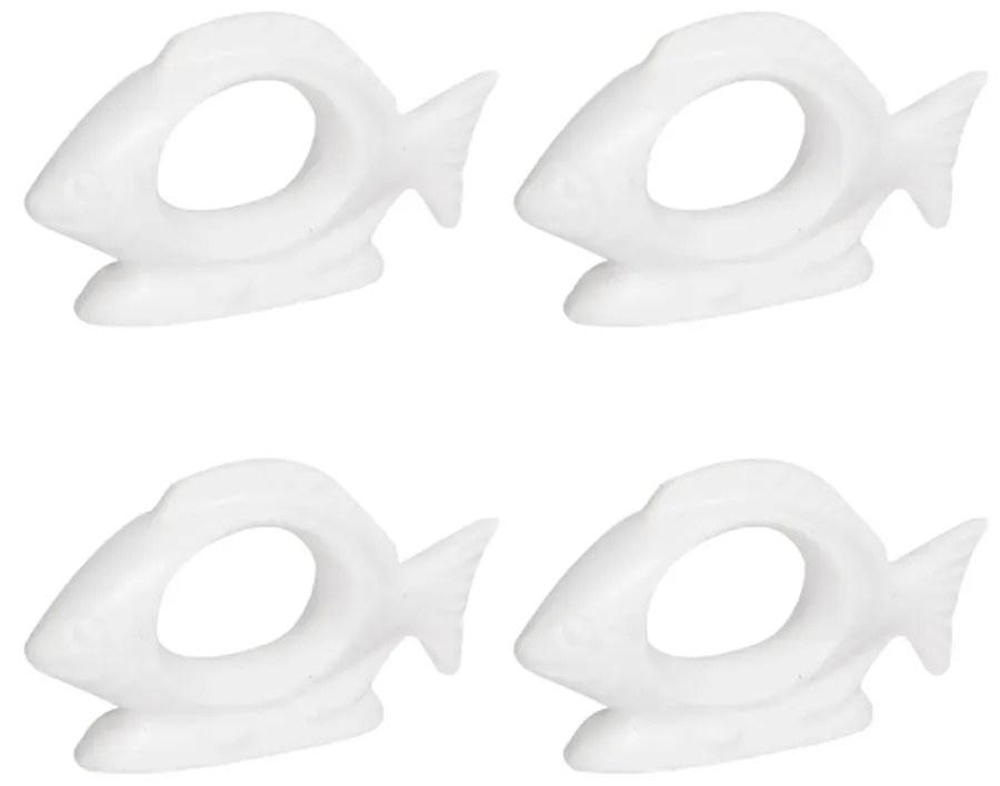 Jogo Argolas De Guardanapo Fish Branco - Decor Glass