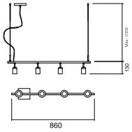 Pendente Branch S/ Globos 85Cm 4L E27 | Usina 16553/4 (BT - Branco Texturizado)