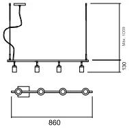 Pendente Branch S/ Globos 85Cm 4L E27 | Usina 16553/4 (CB-M / CB-PV - Cobre Metálico + Cobre Polido)