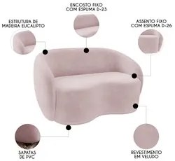 Sofá 3 Lugares Living Orgânico Sala de Estar 180cm Garbin K04 Veludo R