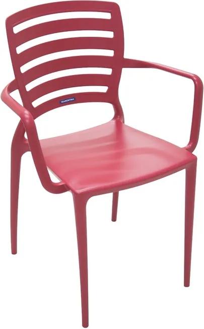 Cadeira Sofia com Braço Encosto Horizontal Vermelho Summa - Tramontina