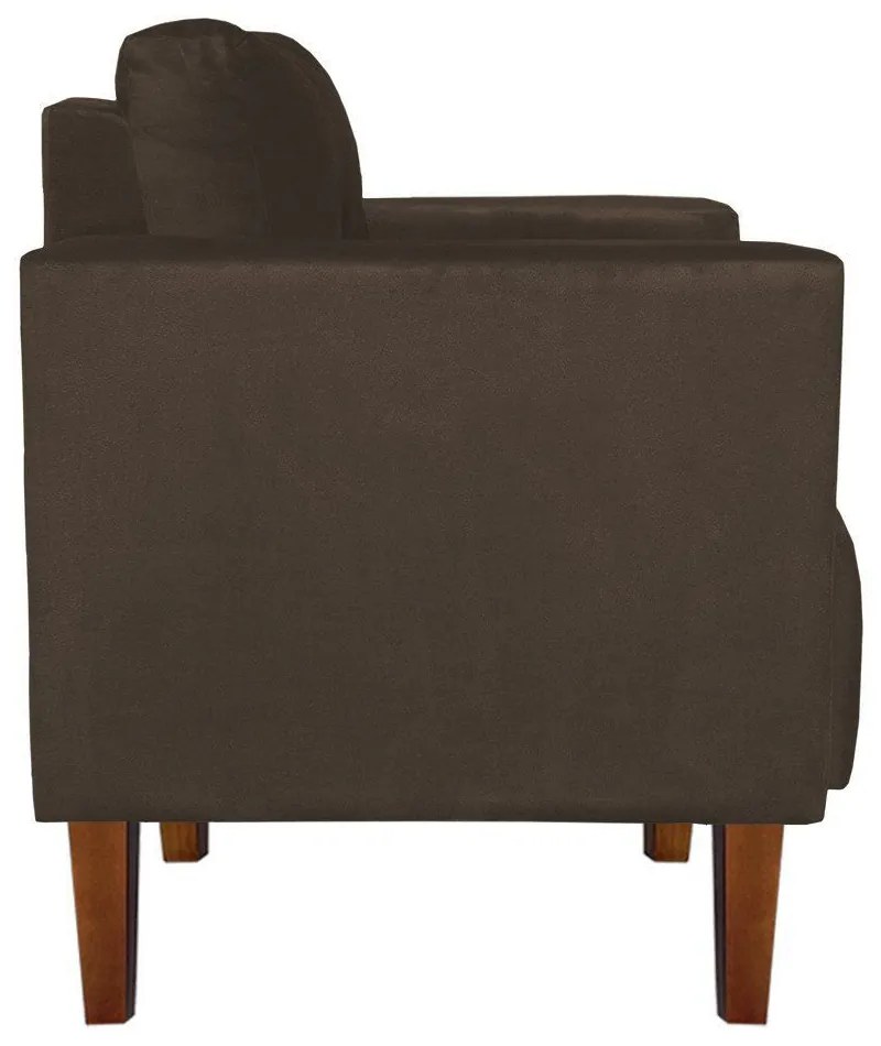 Kit 02 Poltronas Lívia Suede Marrom Pés Chanfrado D'Rossi