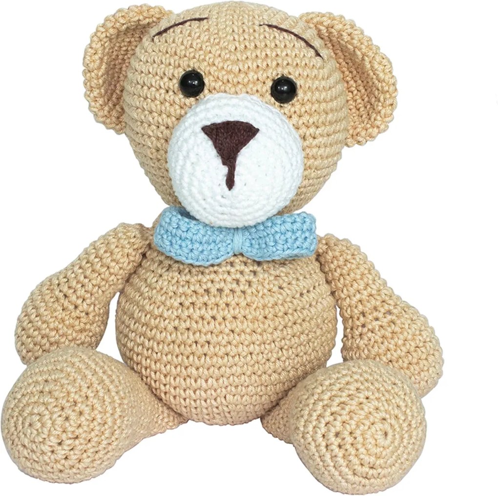 Ursinho Urso Azul Amigurumi Menino Crochê Bebê Decoração Potinho de Mel