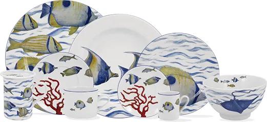 Aparelho de Jantar e Chá Porcelana Schmidt 30 Peças - Dec. Oceanos