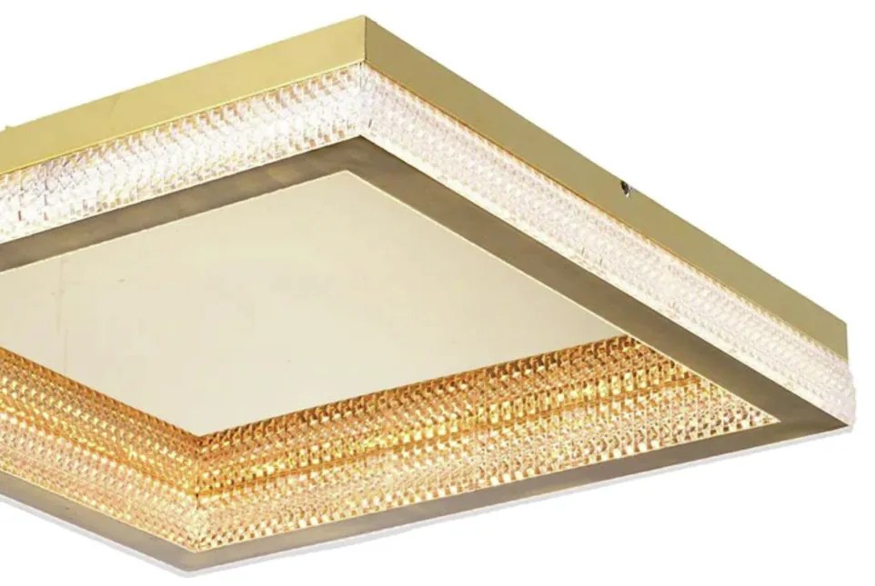 Plafon Mirage Quadrado 50X50X07Cm Led 51W 3000K Bivolt Dourado Escovad...