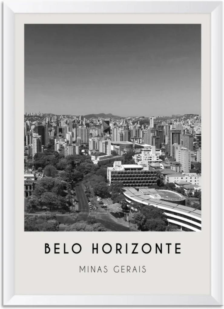 Quadro Oppen House 65x45cm Cidades Belo Horizonte Brasil Moldura Branca Sem Vidro - Oppen House Decora