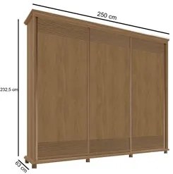 Guarda Roupa 250cm 3 Portas Deslizante Sem Espelho 4 Gavetas Doratto F