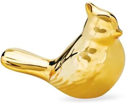 Pássaro Decorativo de Cerâmica Dourado 10,5cm 8593 Mart