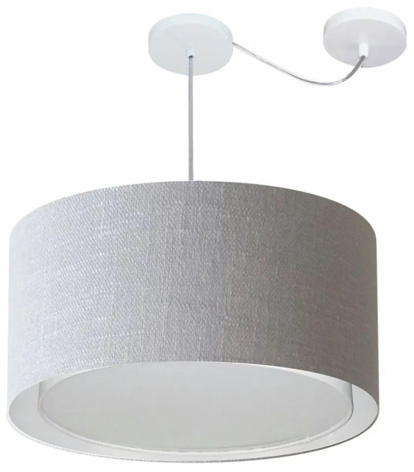 Lustre Pendente Cilíndrico Com Desvio Rustico Cinza MJ-4309 Para Mesa de Jantar e Estar