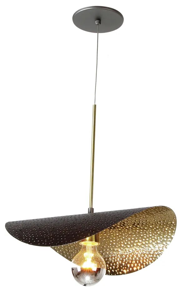 Pendente Wave 38X30X38Cm Metal Alumínio 01Xe27 - Old Artisan Pd-5720 (CORRUGADO, HONEY ESCOVADO)