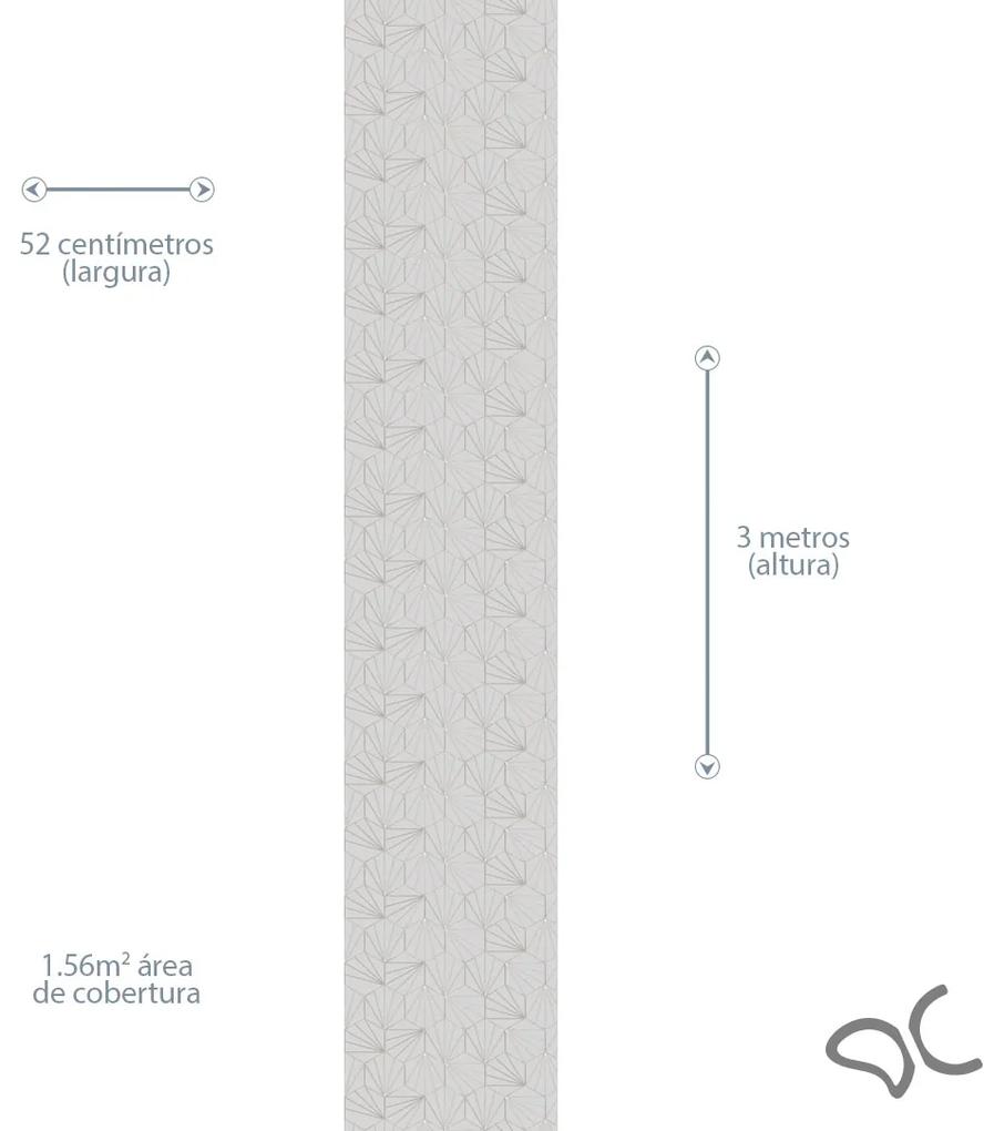 Papel de Parede Geométrico Prata e Cinza 0.52m x 3.00m