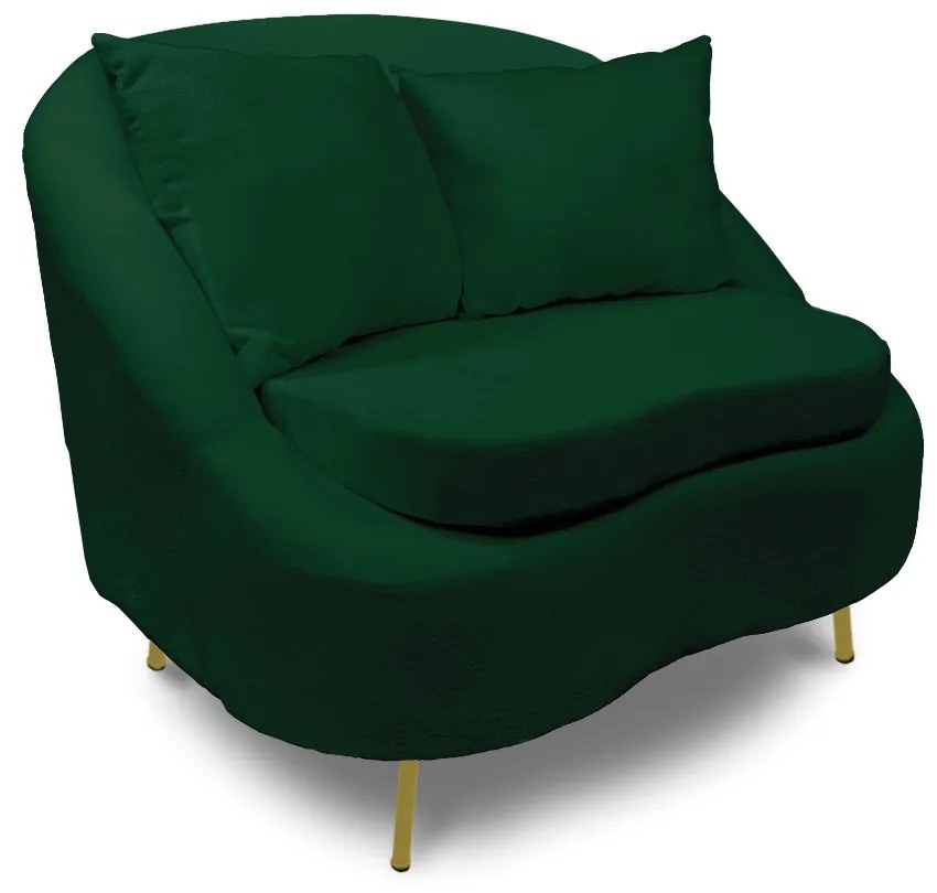 Poltrona Decorativa Orgânica Pé Ferro Dourado Zaya Bouclê C05 - D'Rossi - Verde