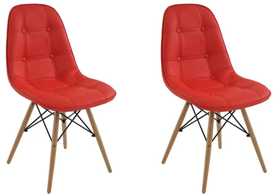 Kit 2 Cadeiras Decorativas Sala e Escritório Cadenna PU Sintético Vermelha G56 - Gran Belo