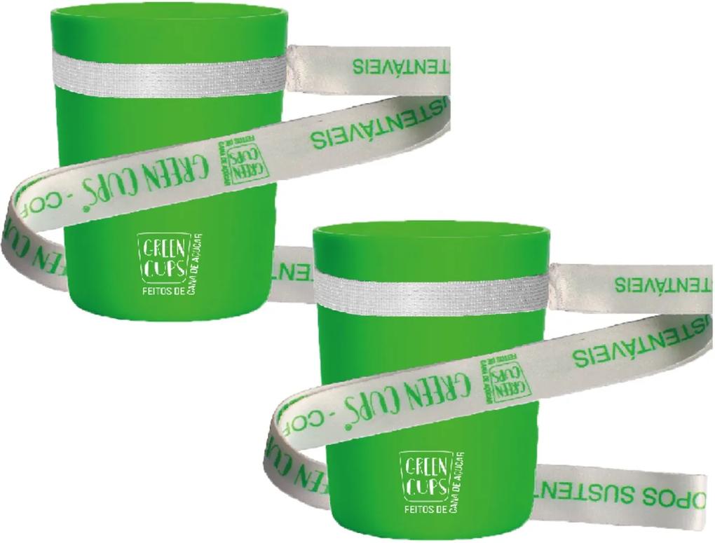 2 Copos Eco Verde com Cordão Green Cups 320 ml