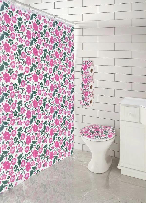 Jogo de Banheiro Floral Pink 3 Peças