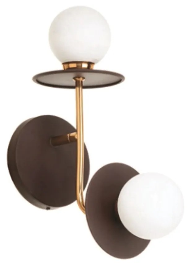 Arandela Mixed Vertical Dupla 24,5X12X34Cm Globo Ø8Cm 2Xg9 - Old Artis... (BRANCO / COBRE BRILHO, FOSCO (Branco))