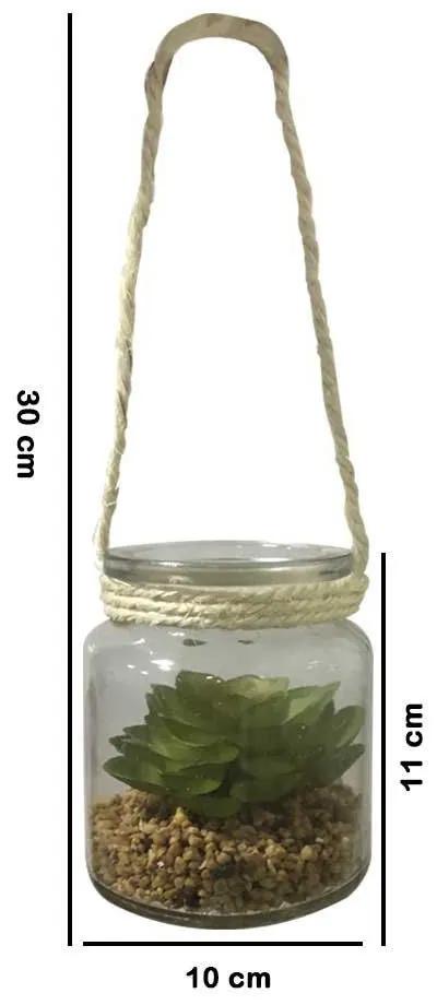 Vaso Suculenta de Pendurar com Vaso 11cm - D'Rossi