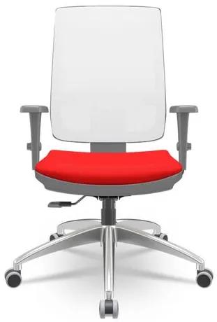 Cadeira Brizza Diretor Grafite Tela Branca Assento Aero Vermelho Base RelaxPlax Alumínio - 65991 Sun House