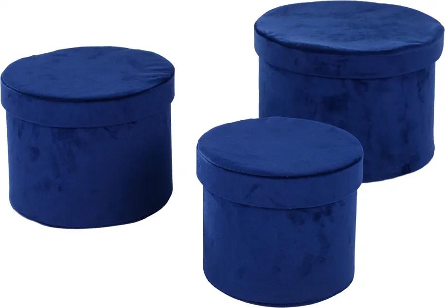 caixas DONIZETE 3pçs veludo azul ilunato QL0057