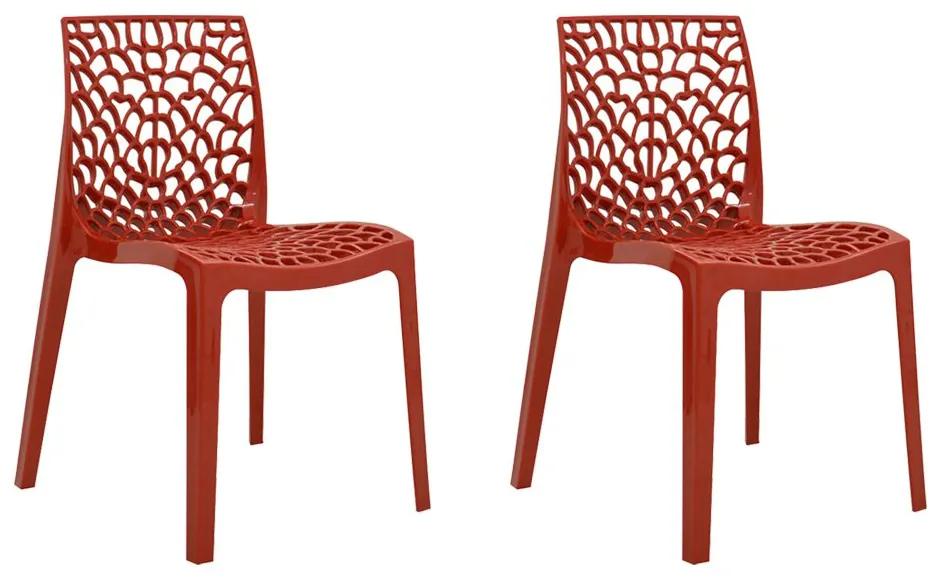 kit 2 Cadeiras Decorativas Sala e Cozinha Cruzzer (PP) Vermelha G56 - Gran Belo