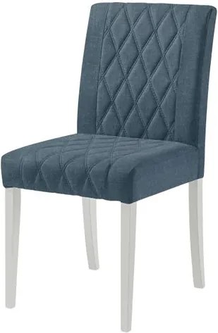Cadeira Menta Assento cor Azul com Base Laca Branco Fosco - 46455 Sun House