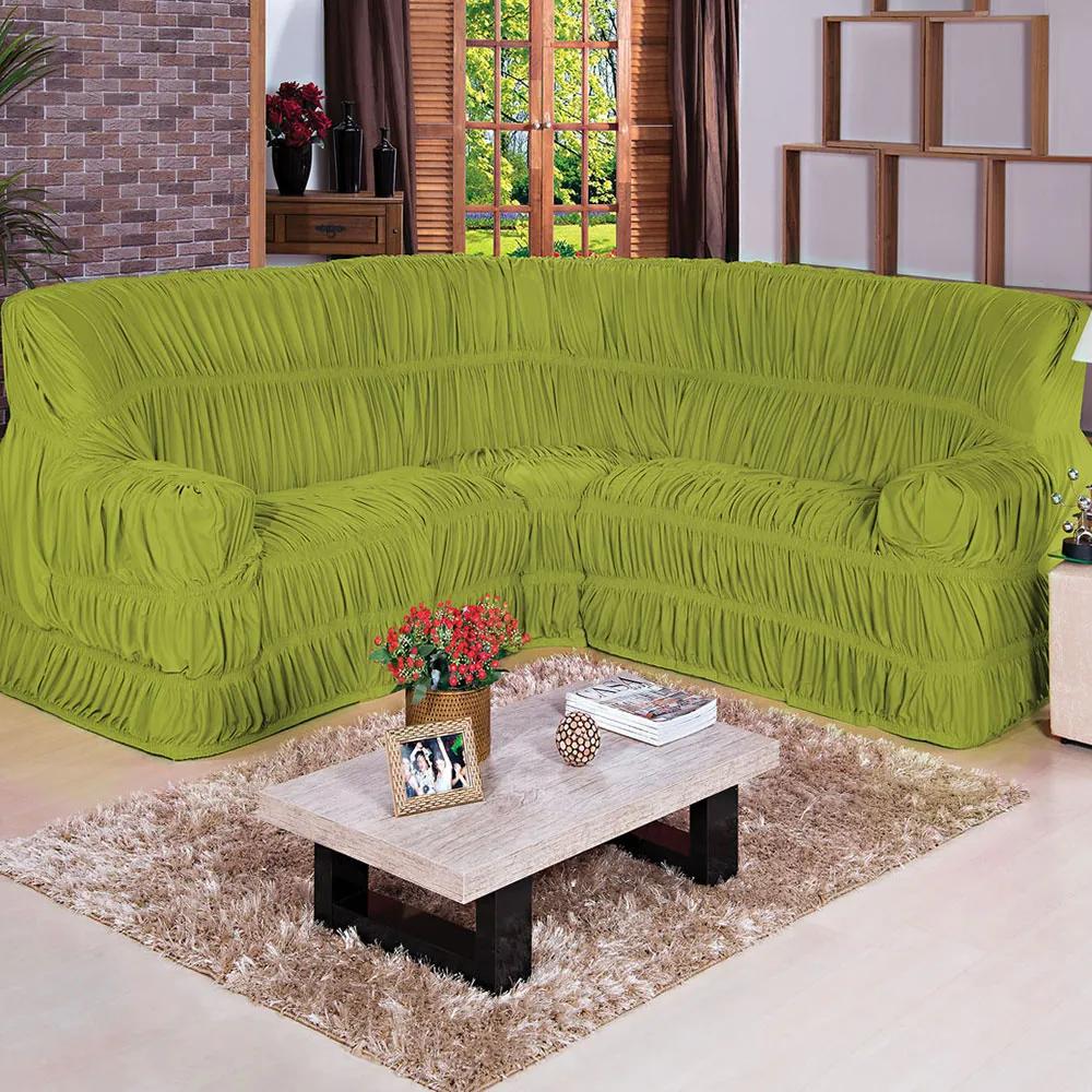 Capa de Sofá de Canto Dodigo Tecido Malha Gel 01 Peça - Verde Verde