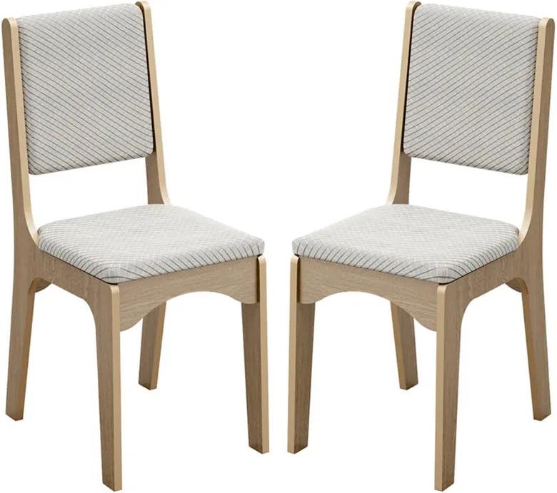 Kit 2 Cadeiras Bernessi 100% MDF C/ Assento Estofado Geométrico
