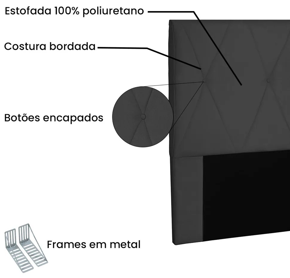 Cabeceira Aquilla Para Cama Box Casal 140 cm Suede - D'Rossi - Preto