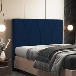 Cabeceira Cama Box Casal 140cm Aura Suede W01 Azul - Mpozenato