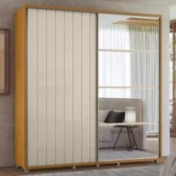 Guarda Roupa Casal 230cm Com Espelho Verbena Off/Cinamomo Z10 - Mpozen