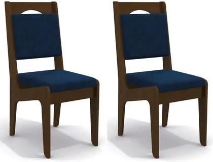 Kit 2 Cadeiras CAD105 para Sala de Jantar Walnut/Marinho - Kappesberg