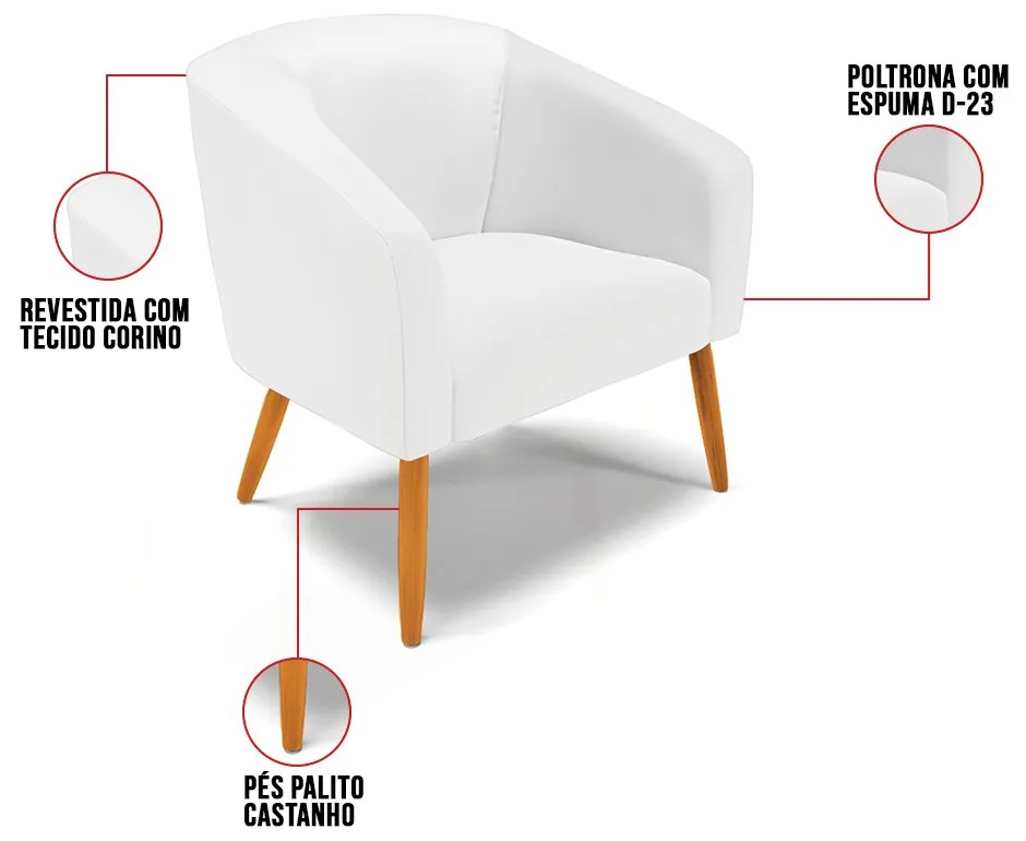 Cadeira Sala de Jantar Pé Palito Castanho kit 2 Stella Sintético D03 - D'Rossi - Hortela e Amendoa
