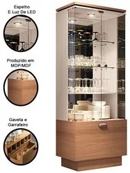Conjunto Sala de Jantar Cristaleira Aruan e Buffet Ellora H01 Nature/O