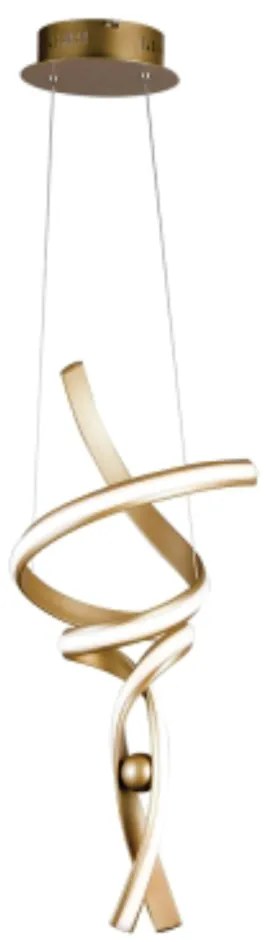 Pendente Fluire Dourado Ø28X74Cm Led 30W 3000K Bivolt - Bella Iluminaç...