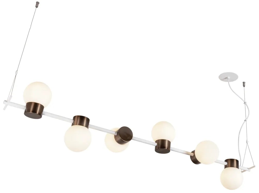 Pendente Sonata 23X130X25Cm 6Xg9 Aluminio E Globo Ø12Cm | Usina 16950/... (CB-V - Cobre Escovado, CLEAR)