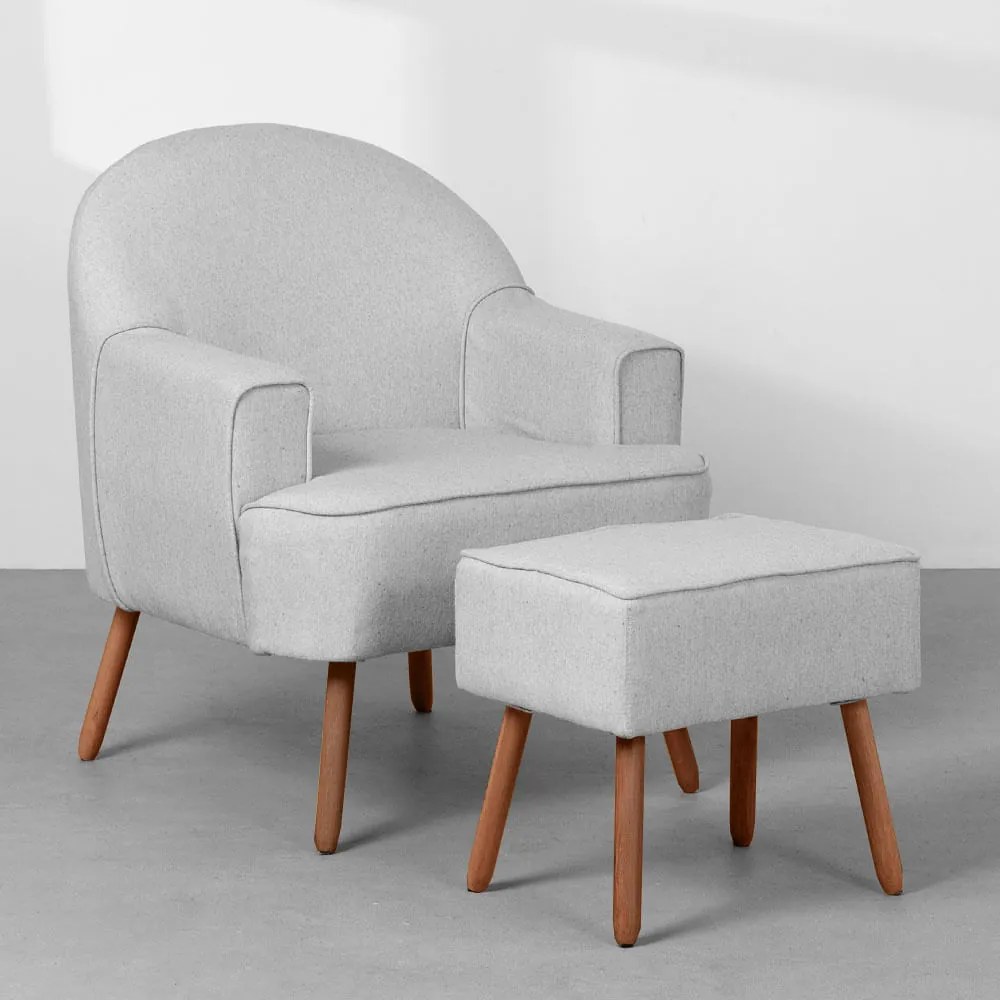 Poltrona Capri com Puff - Cinza Neblina