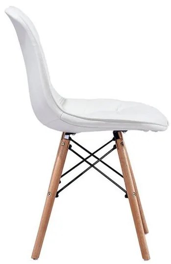 Cadeira para Sala de Jantar Eiffel Eames Botonê Branco Base Madeira - D'Rossi