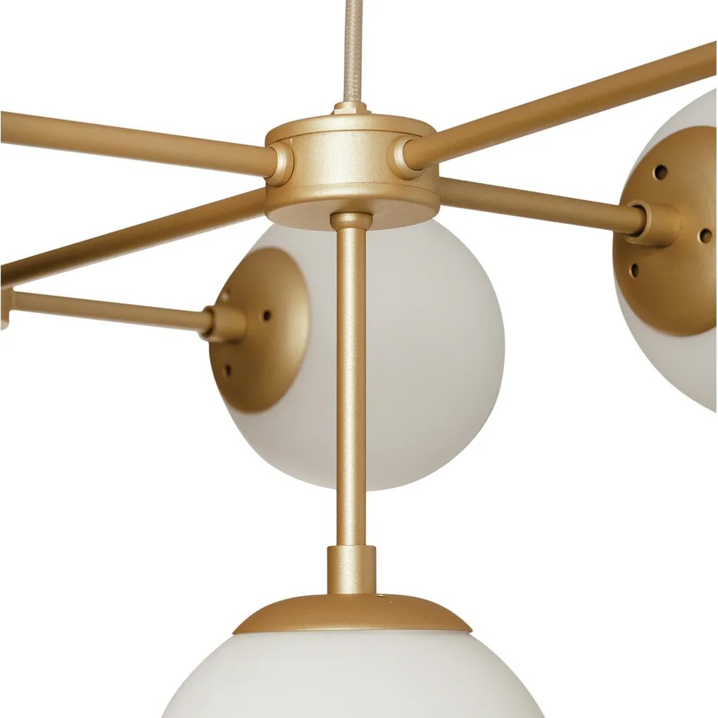 Pendente Torre 58X88X31Cm 8Xg9 Metal E Globo Ø12Cm - Usina 16761/8 (PT / CP-M - Preto Texturizado / Champagne Metálico, FOSCO)
