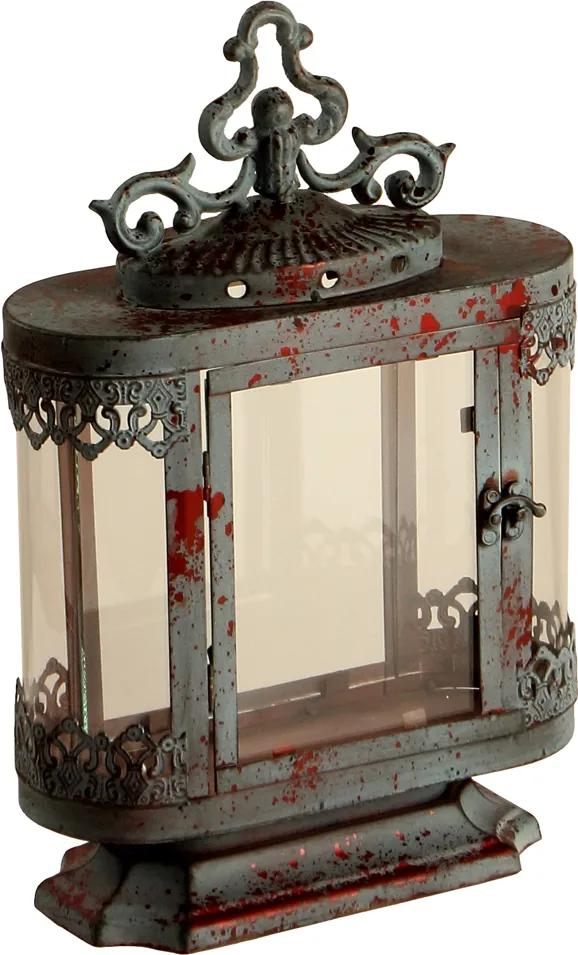 Lanterna Decorativa de Metal Envelhecido e Vidro Agadir Pequena