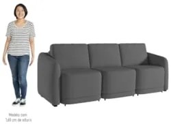 Sofá Cama Casal para Sala 246cm Polska Z08 Linho Cinza Escuro - Mpozen