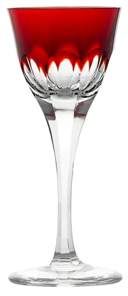 Taça de Cristal Lapidado Artesanal p/ Licor - Vermelho - 45  Vermelho - 45