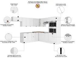 Armário de Cozinha Modulado de Canto 10 Peças Sem Tampo CJ6 Duna P09 B