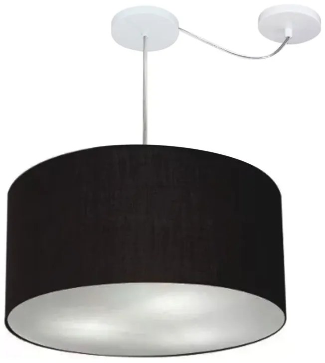 Lustre Pendente Cilíndrico Com Desvio de Centro Vivare Md-4251 Cúpula em Tecido 50x30cm - Bivolt