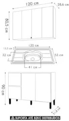 Armário de Cozinha CP01 Com Pia 120cm Minsk K02 Branco/Freijó - Mpozen