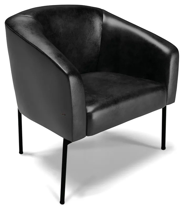 Poltrona Decorativa Pé de Ferro Preto Stella Sintético PU D03 - D'Rossi - Preto