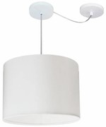 Lustre Pendente Cilíndrico Com Desvio Md-4227 Cúpula em Tecido 40x30cm Branco - Bivolt