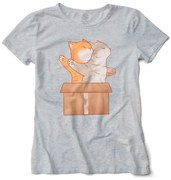 Camiseta Baby Look Gato Gatinhos Na Caixa Titanic - Cinza Claro - P