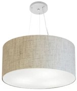 Lustre Pendente Cilíndrico Md-4189 Cúpula em Tecido 50x30cm Rustico Bege - Bivolt